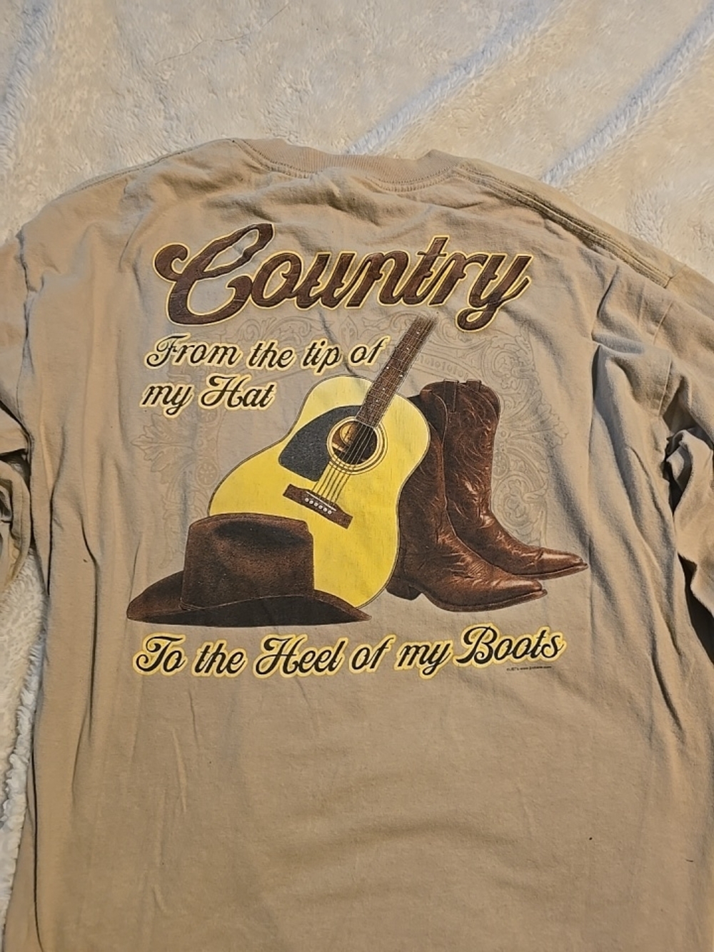 041226 Y2K Country LS T Shirt XL Cowboy Hat Boots Guitar.. Last picture shows a